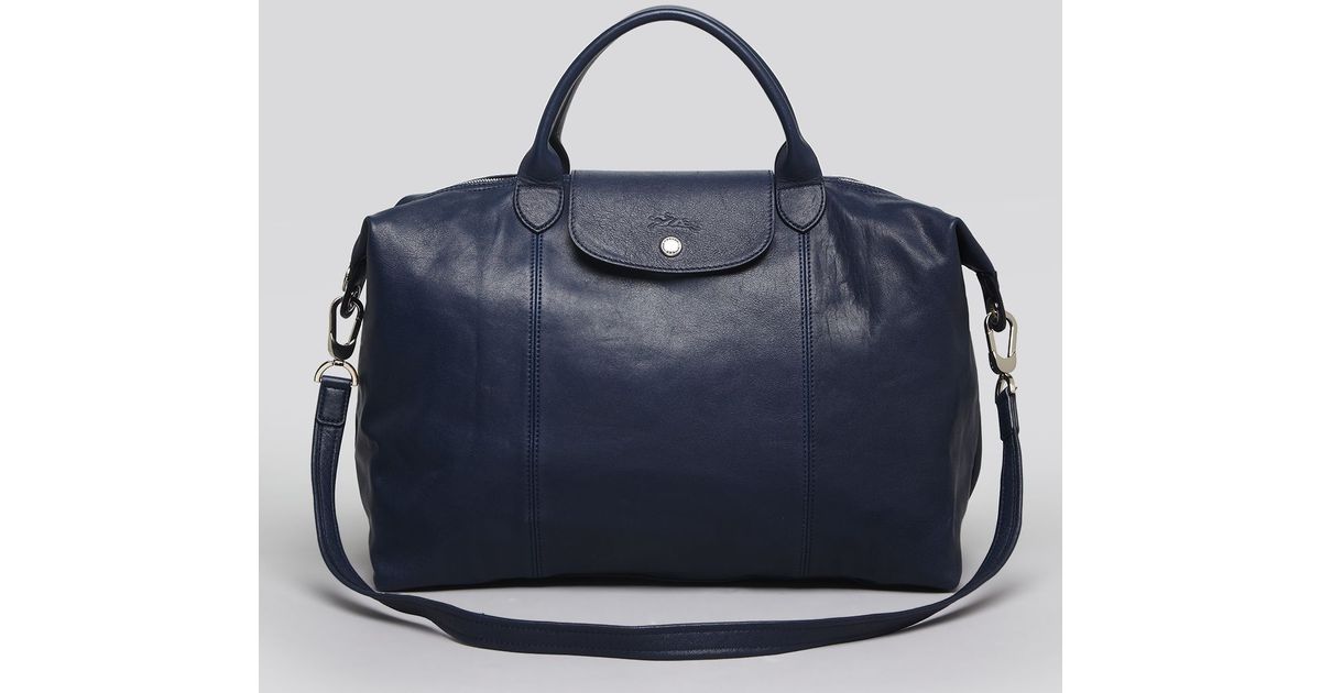 longchamp navy leather bag