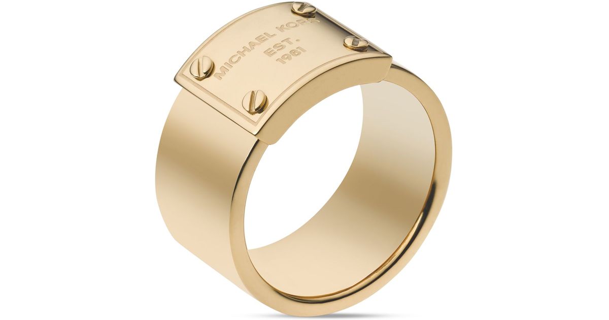 Michael Kors Logo Plate Ring in Metallic | Lyst