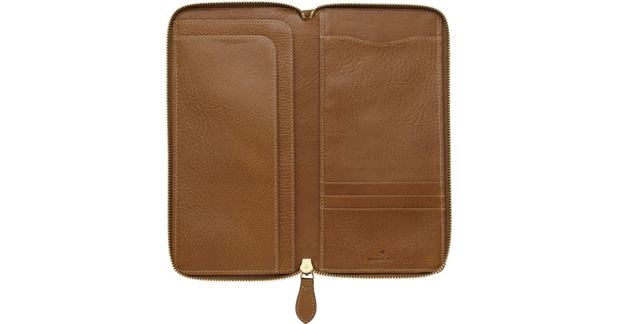 Mulberry Zip Around Travel Wallet in Oak Natural Leather (Brown) Lyst