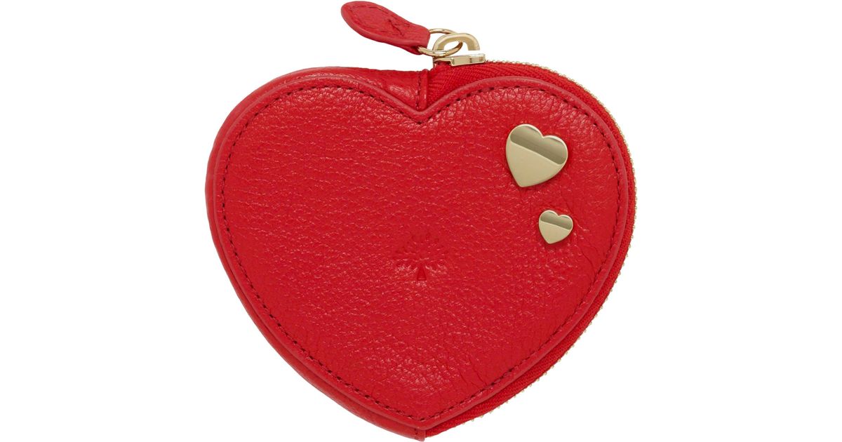 Mulberry Heart Zip Purse with Heart Rivets in Red - Lyst