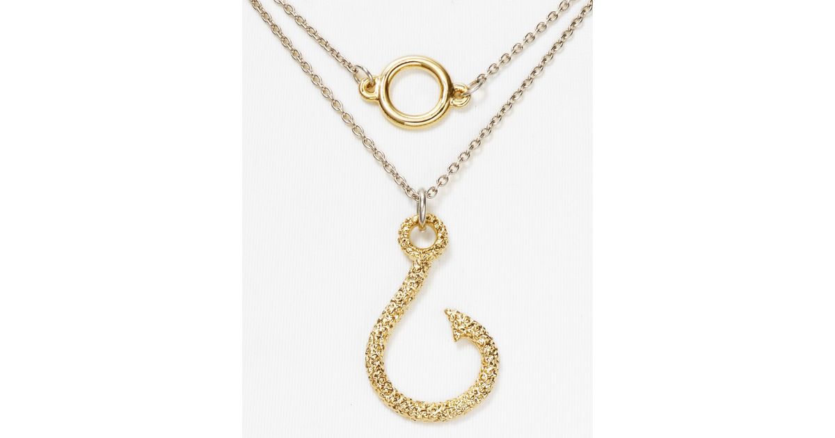 diamond fish hook necklace