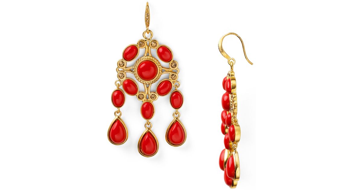 Lyst Carolee Large Chandelier Earrings In Red