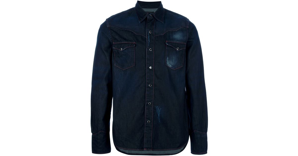 diesel black denim shirt