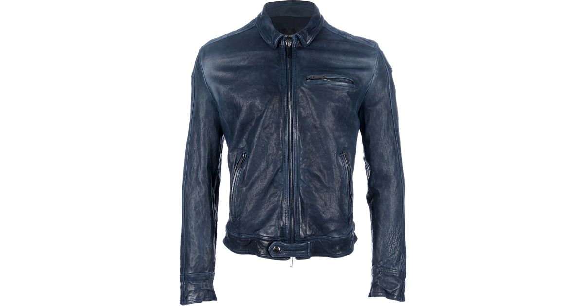Armani blue leather clearance jacket