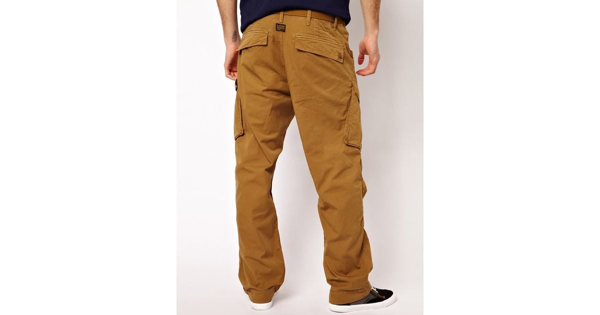 G-Star RAW G Star Cargo Pants Rovic Loose with Belt in Brown for Men | Lyst