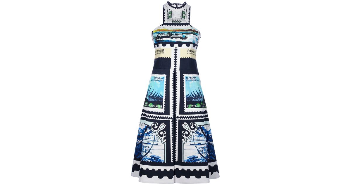 Mary Katrantzou Postage Stamp Print Dress Lyst