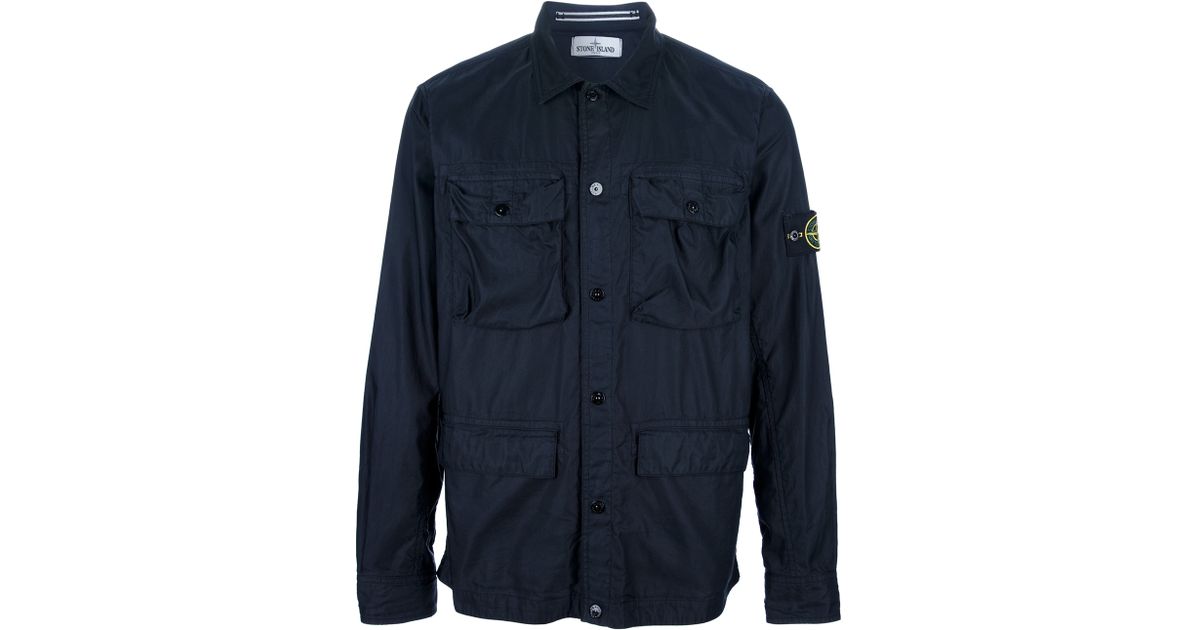 navy blue stone island overshirt