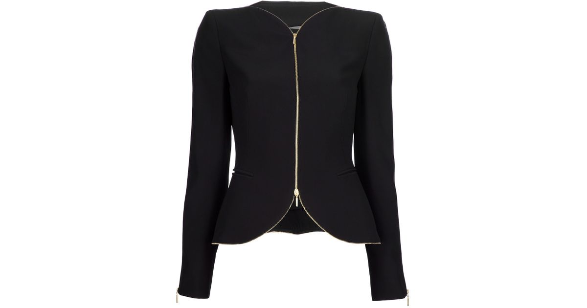 Alexander McQueen Zip Detailed Jacket in Black - Lyst