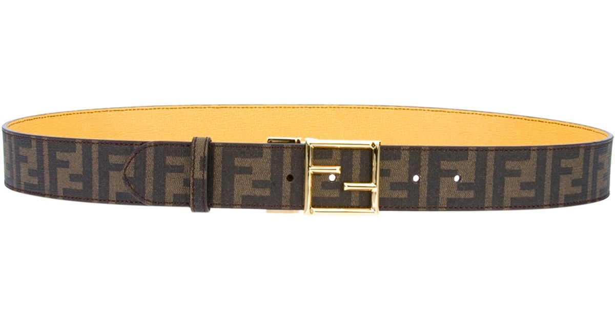 Fendi Logo Print Belt in Brown - Lyst