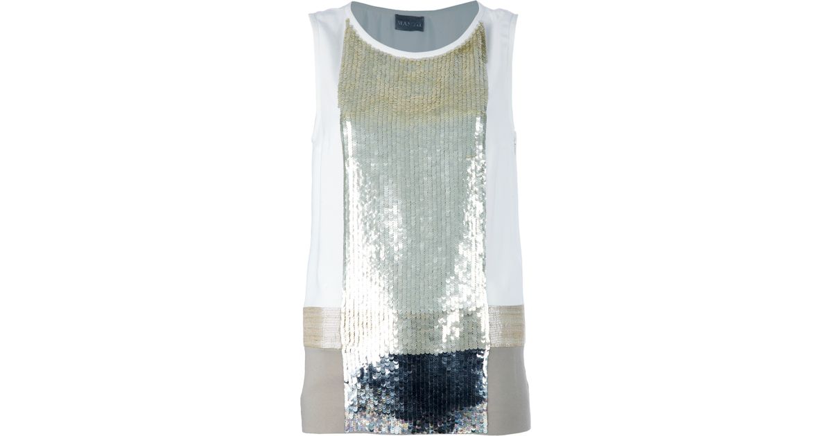 white sequin vest top