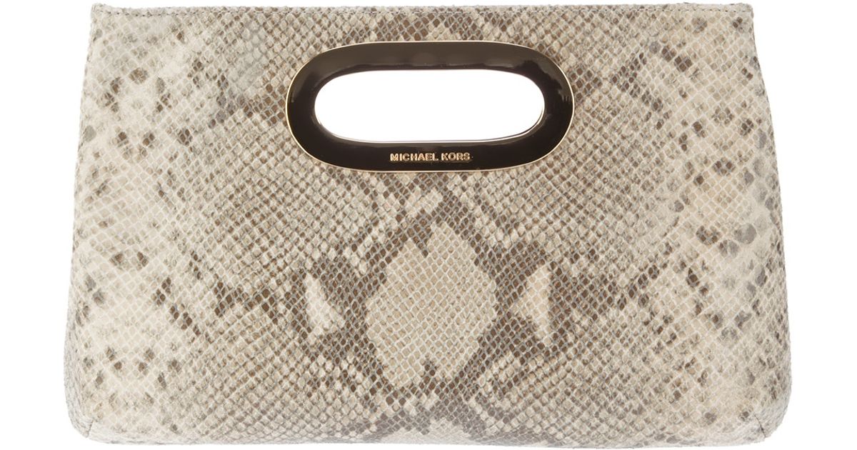 Michael Kors Snakeskin Print Bag in Natural | Lyst