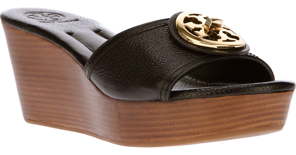 Tory Burch Wedge Mule Sandal in Black (Brown) - Lyst