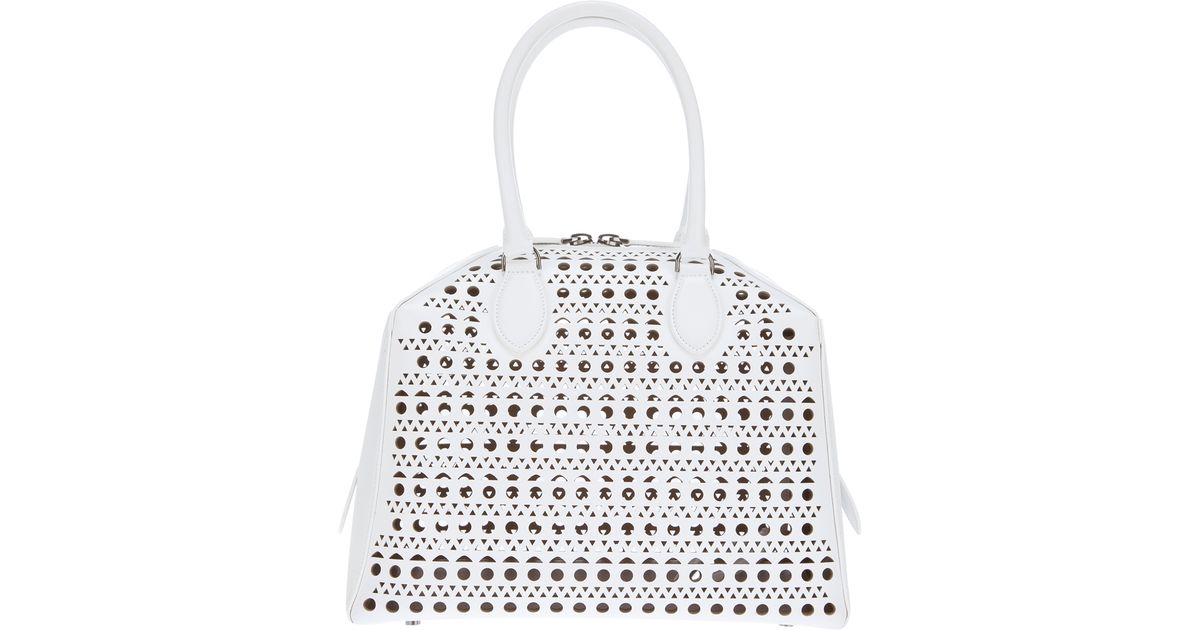 Lyst - Alaïa Perforated Leather Bag in White