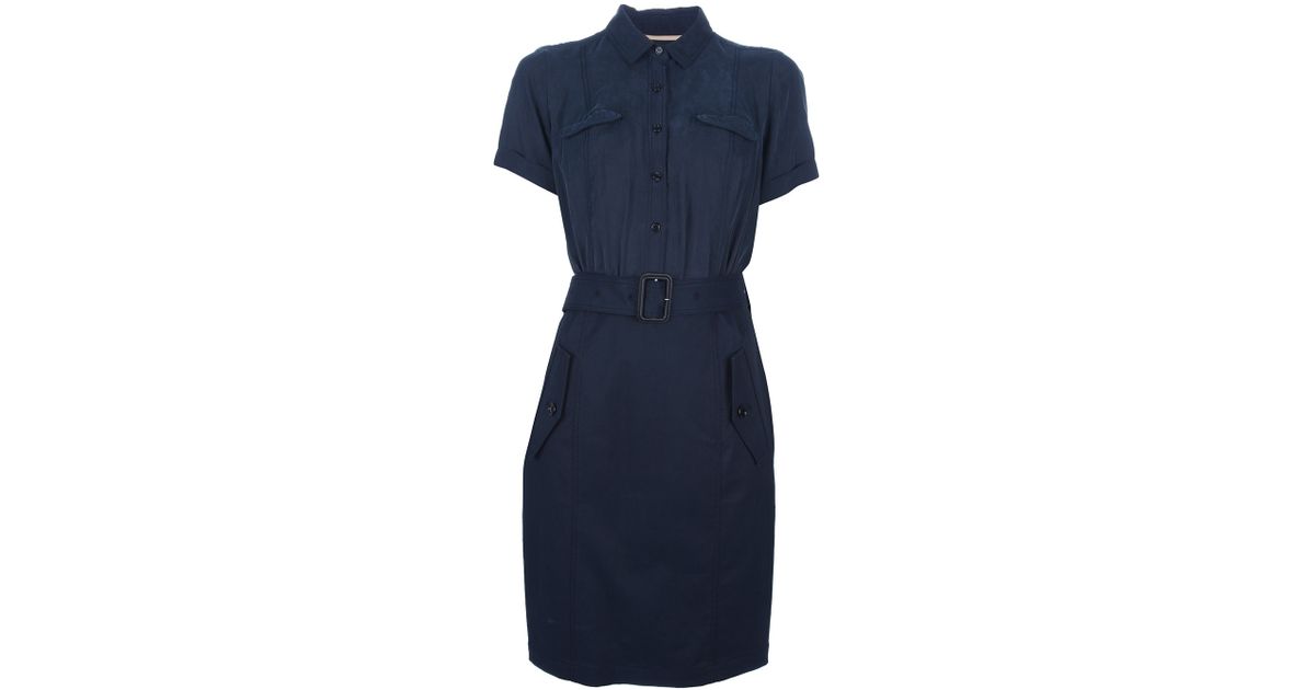 Burberry Brit Belted Shirt Dress in Blue | Lyst
