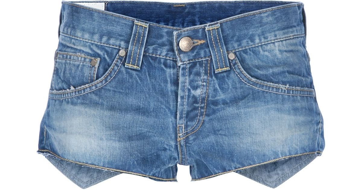 Dondup Asymmetric Micro Denim Shorts in Blue | Lyst