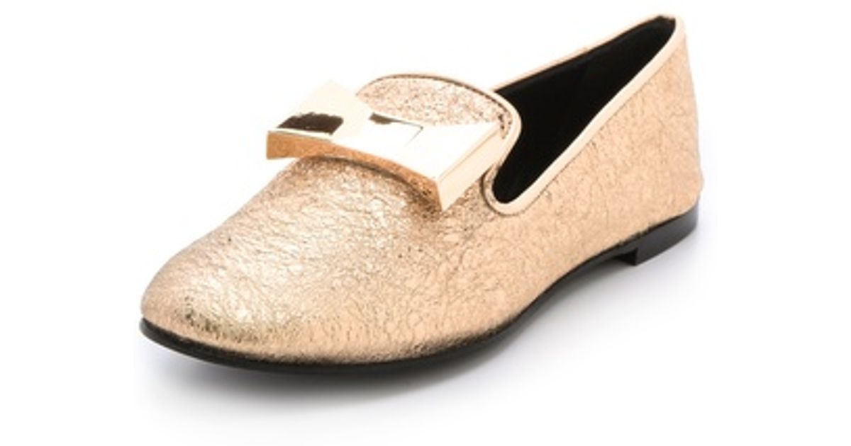 Giuseppe Zanotti Flats with Metal Bow in Gold (Metallic) Lyst