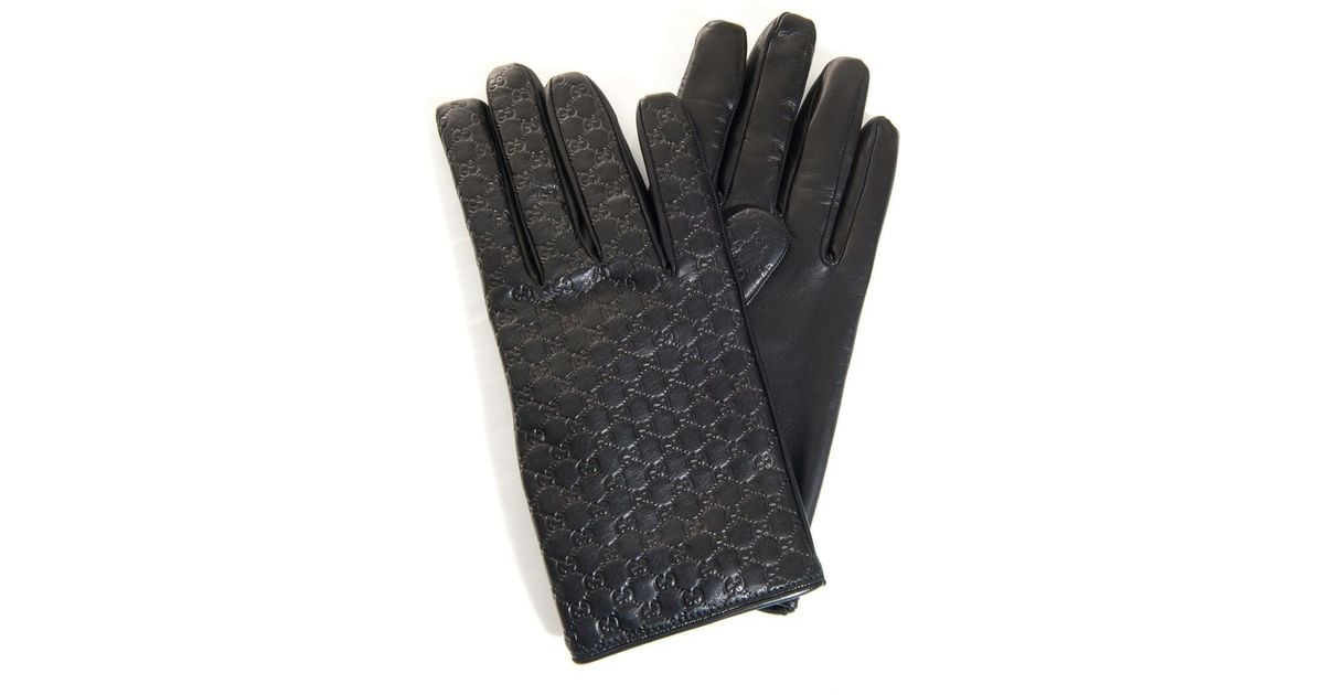 Gucci black GG logo macramé lace gloves