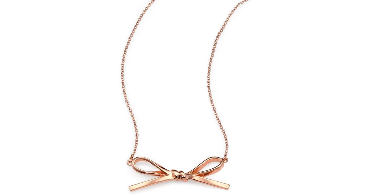 Kate Spade Skinny Mini Bow Pendant Necklace in Rose Gold (Metallic) Lyst