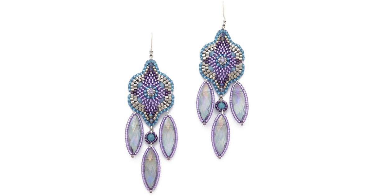 Lyst Miguel Ases Rainbow Quartz Earrings In Metallic