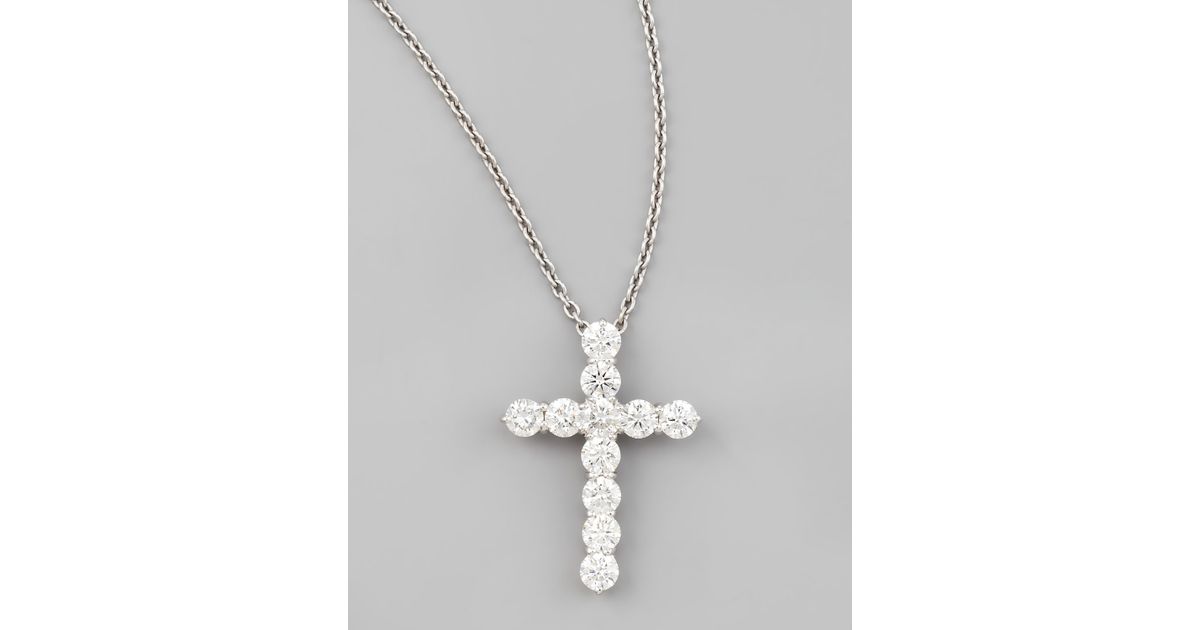 Lyst Roberto Coin 16 White Gold Lg Diamond Cross Pendant Necklace Lyst Roberto Coin 16 White Gold Lg Diamond Cross Pendant Necklace In Metallic