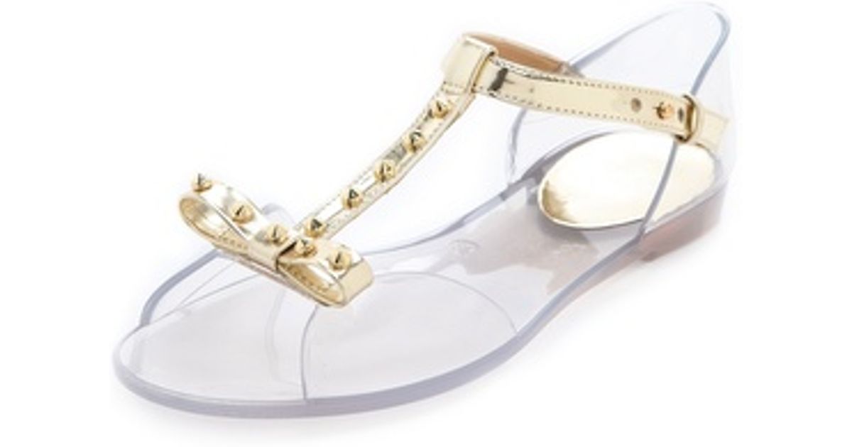 stuart weitzman clear jelly flats