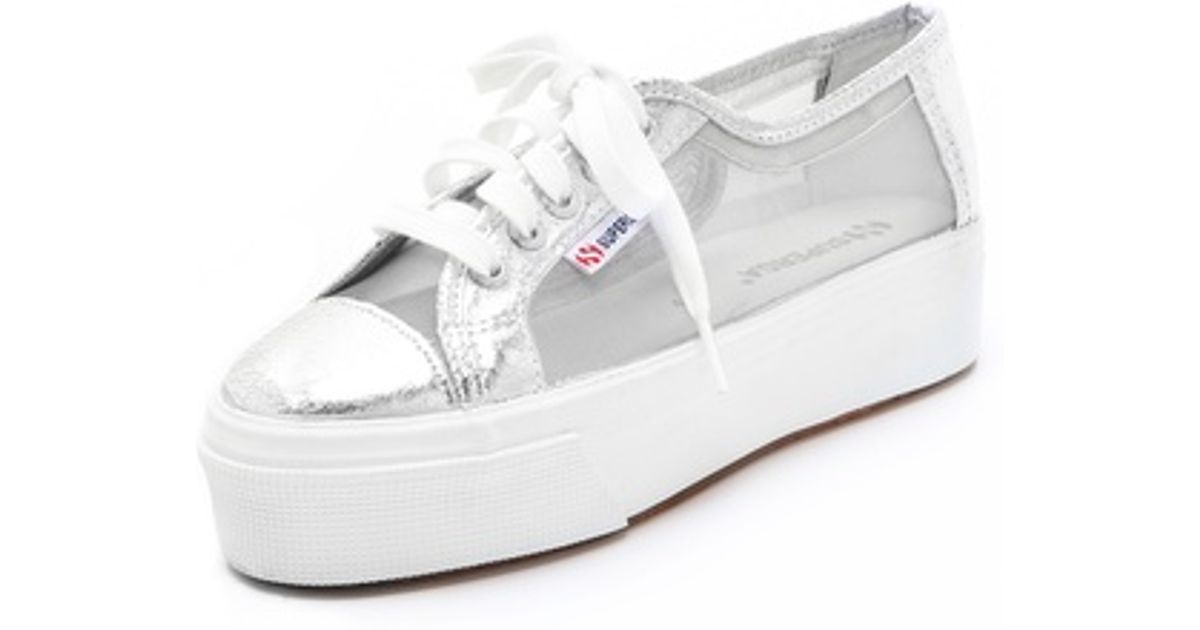 superga platform silver