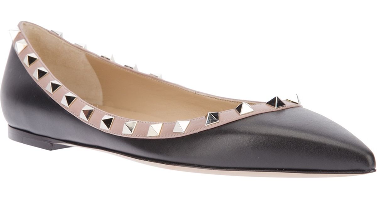 Valentino Studded Flat Shoe in Black - Lyst