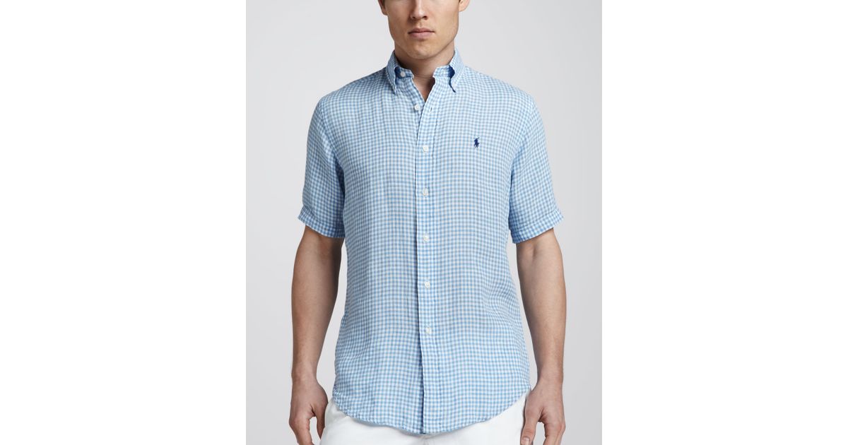 ralph lauren short sleeve linen shirt