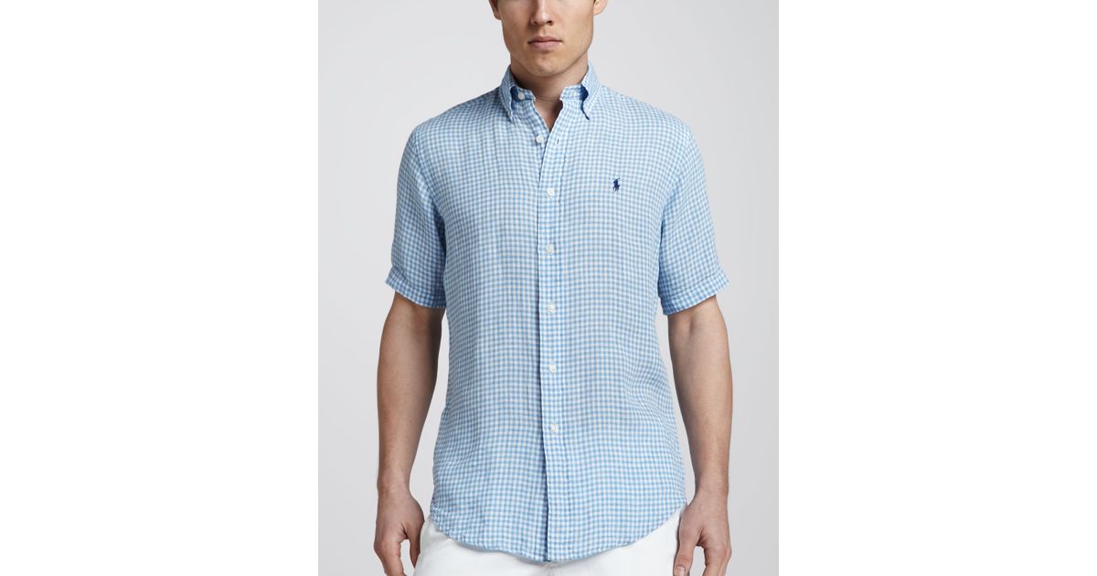 ralph lauren linen short sleeve shirt