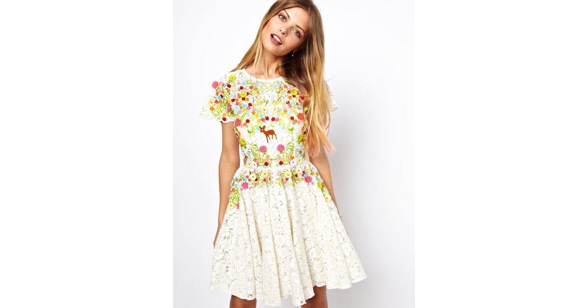 embroidered skater dress