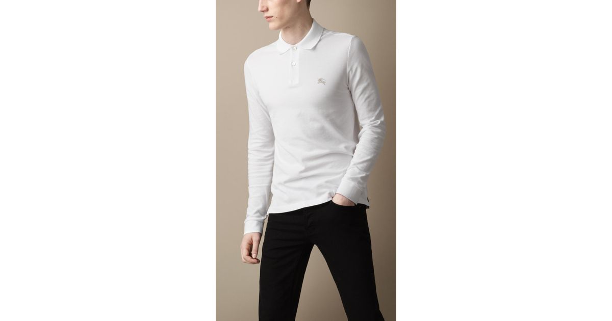 burberry white long sleeve polo