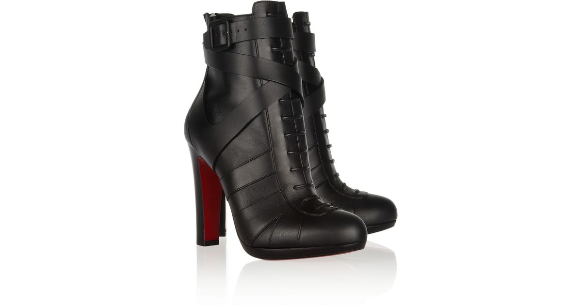 Christian louboutin Lamu 120 Leather Ankle Boots in Black | Lyst
