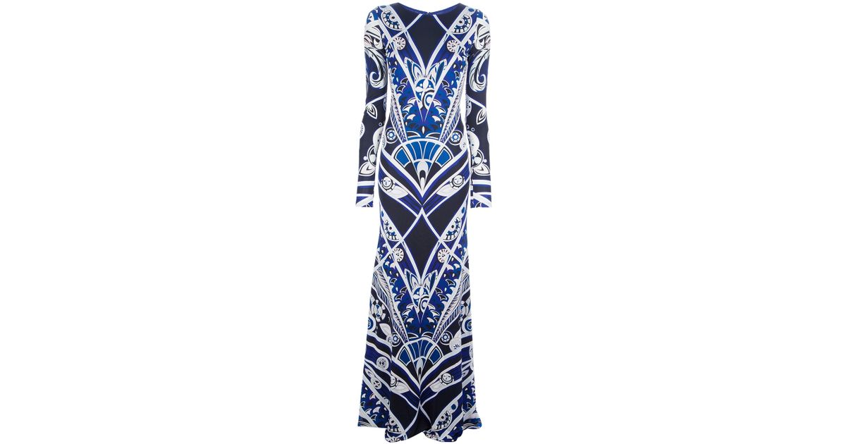 Emilio Pucci Backless Maxi Dress in Pink & Purple (Blue) - Lyst