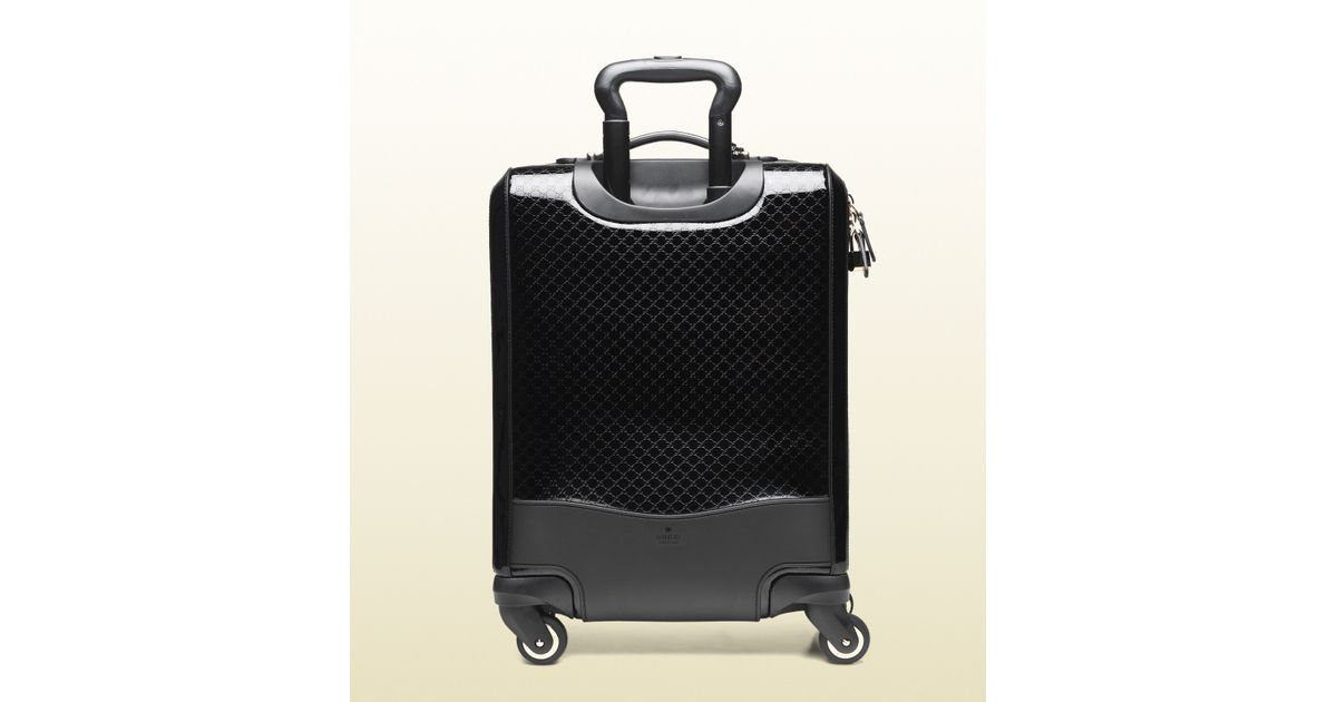 Gucci Microssima Patent Leather Carryon Suitcase in Black for Men Lyst