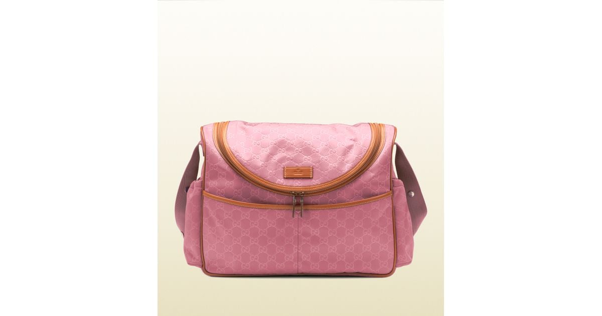 Gucci Dark Pink Nylon Guccissima Diaper Bag - Lyst