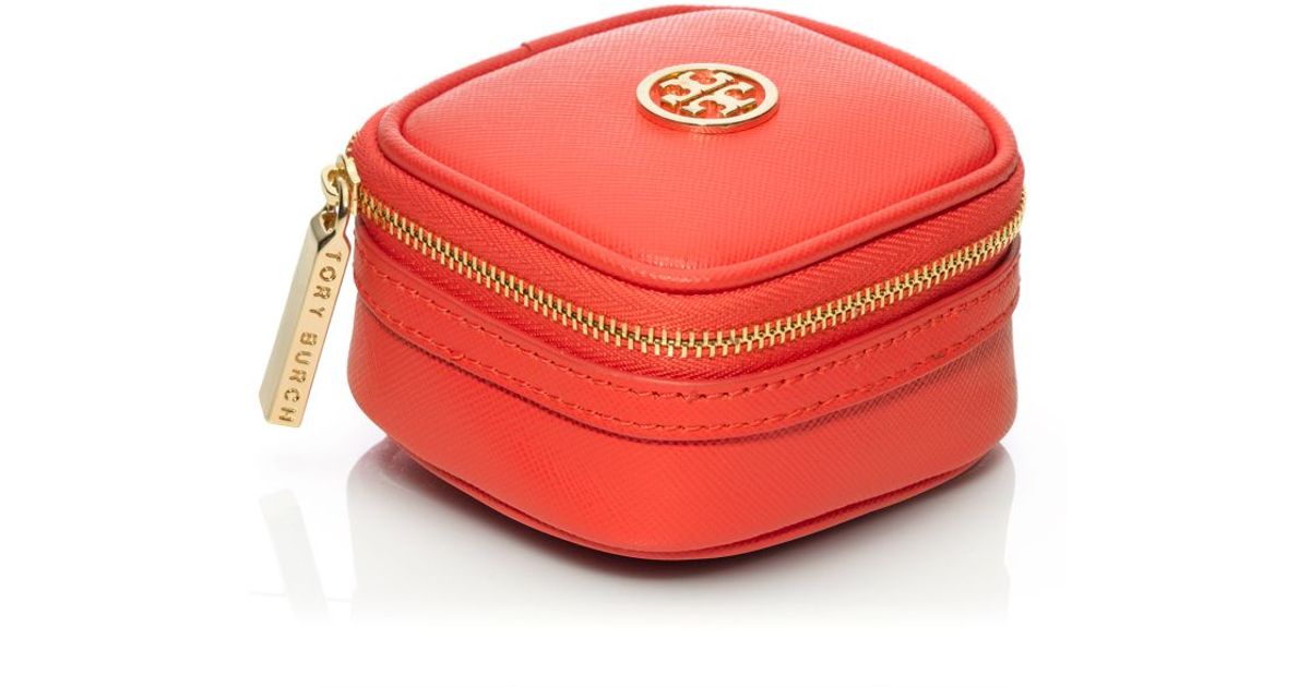 Tory Burch Robinson Tiny Jewelry Case in Hot Red/Clay Beige (Red) Lyst