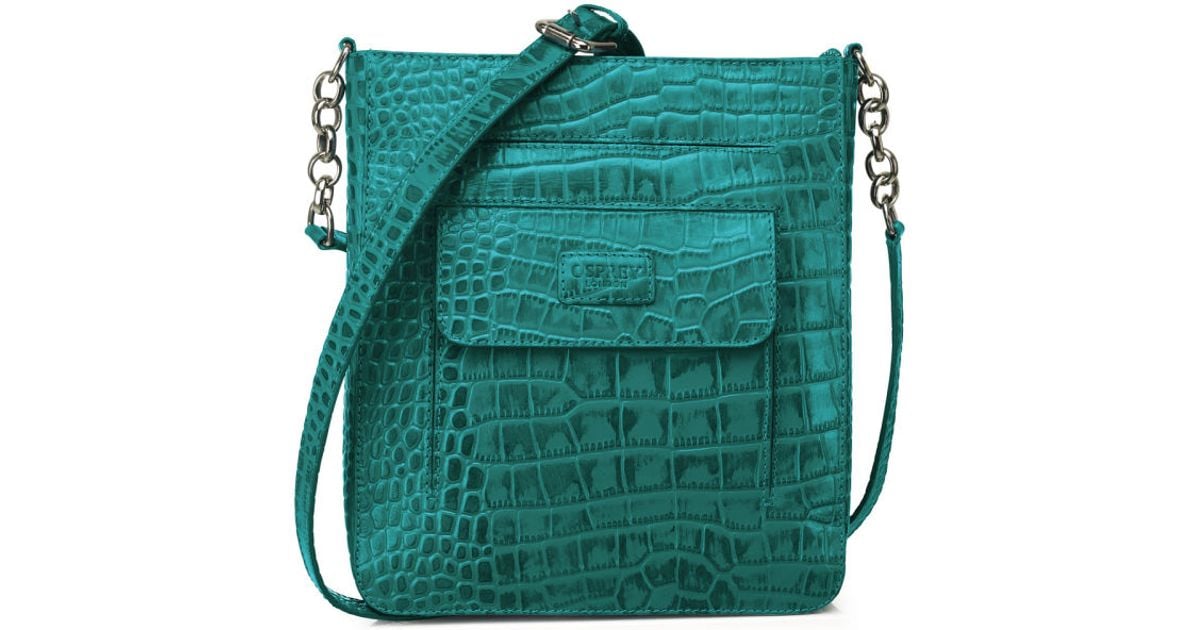Osprey london The Carapace Polished Croc Leather Cross Body Bag in