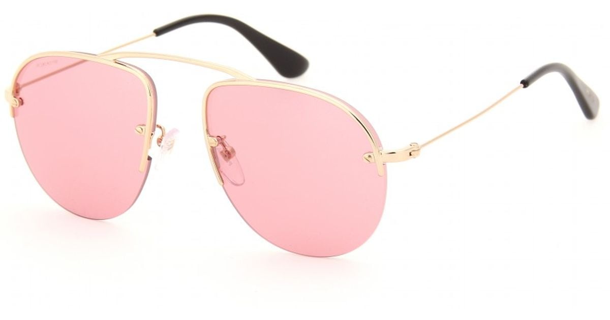 Prada Teddy Aviator Style Sunglasses in Metallic - Lyst