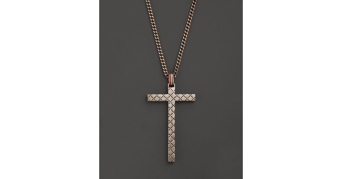 Gucci Sterling Silver and Enamel Diamante Necklace with Cross Pendant 195  in Metallic for Men - Lyst