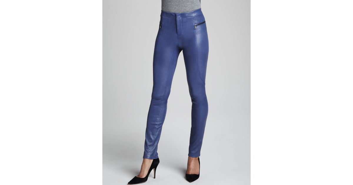 Lyst J Brand Leather Skinny Pants in Blue