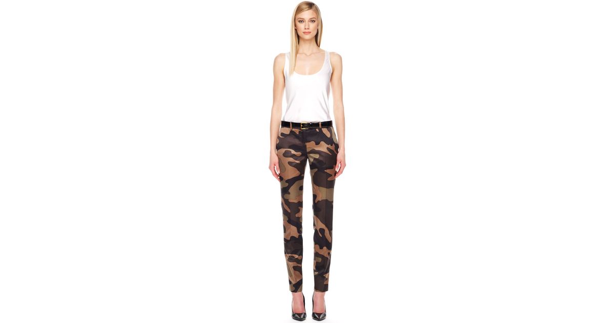 Michael Kors Samantha Camouflage Pants in Olive (Brown) - Lyst