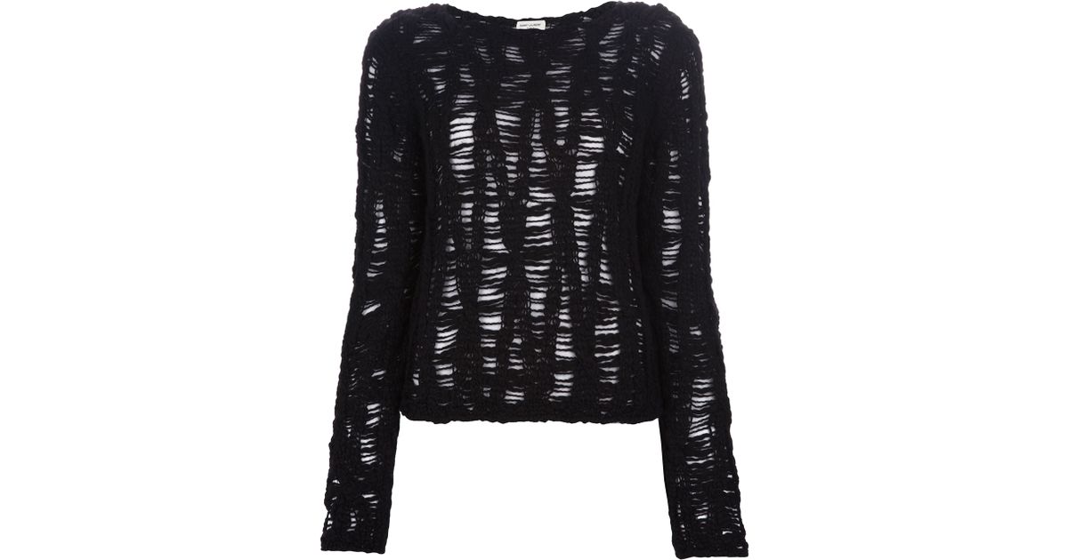 Saint Laurent Holey Knit Sweater in 