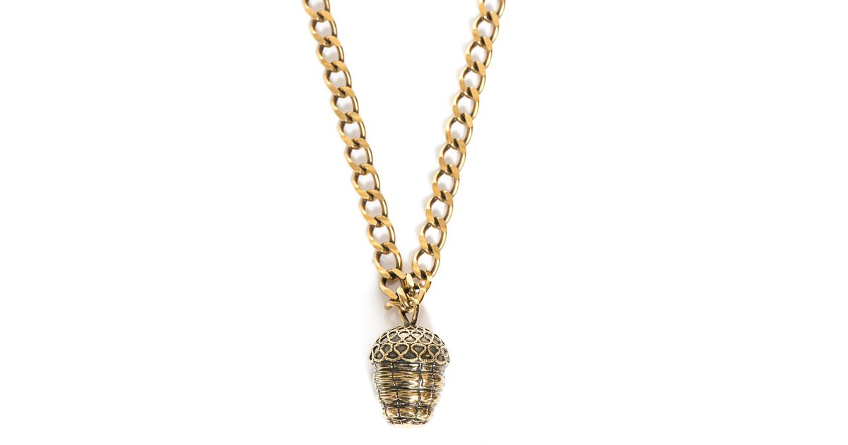 Lyst Alexander Mcqueen Acorn Pendant Necklace In Metallic
