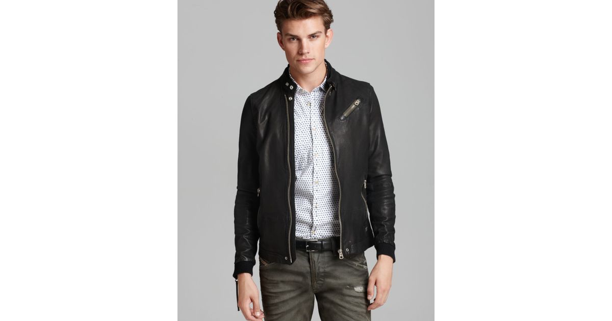 diesel perforated leather jacket