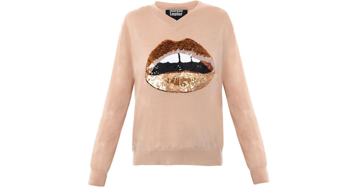 sequin lips sweatshirt