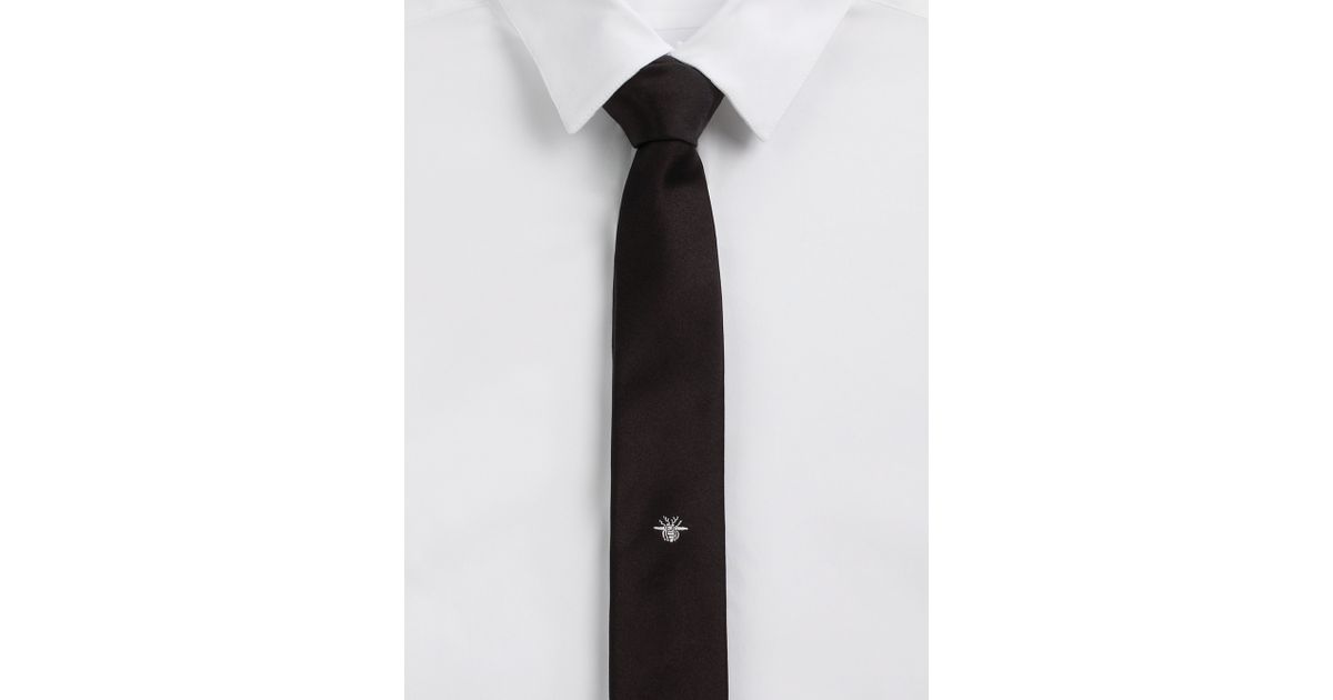 Dior Homme Embroidered Bee Silk Tie in 