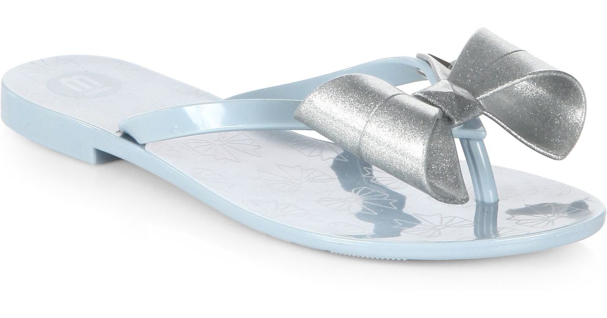 melissa embellished bow thong sandals