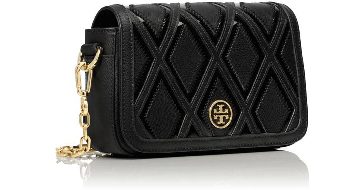 Tory Burch Robinson Patchwork Chain Mini Bag in Black