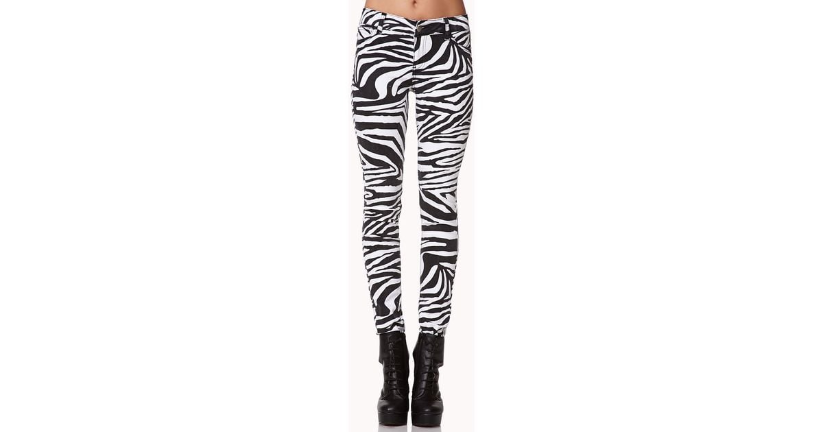 Forever 21 Wild Zebra Skinny Jeans in Black Lyst