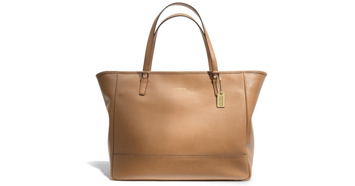 COACH Large City Tote in Saffiano Leather in Brown